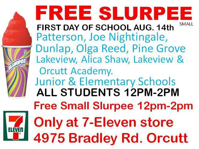 Free Slurpee First day of school